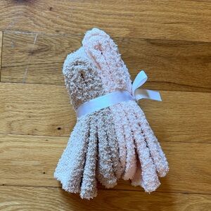 Soft Pink and Tan Fuzzy Socks